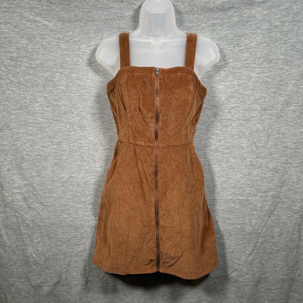 Hollister Corduroy Dress Womens Small Brown Preppy‎ Dark Academia Mini Overall